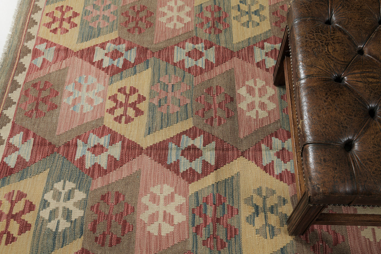 Vintage Style Tribal Natural Dye Flat Weave Kilim