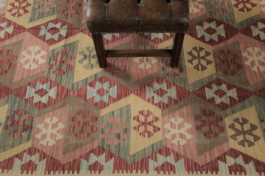 Vintage Style Tribal Natural Dye Flat Weave Kilim