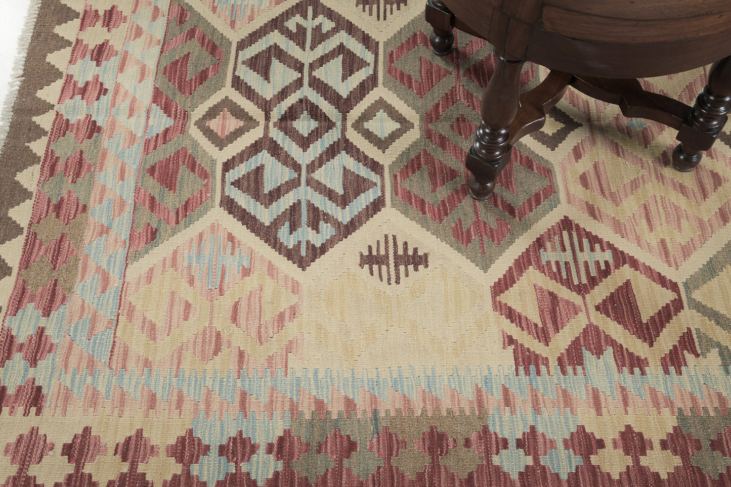 Vintage Style Tribal Natural Dye Flat Weave Kilim
