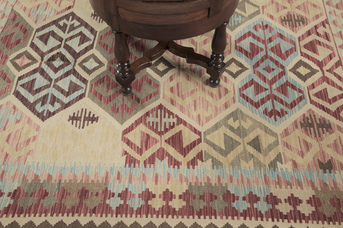 Vintage Style Tribal Natural Dye Flat Weave Kilim
