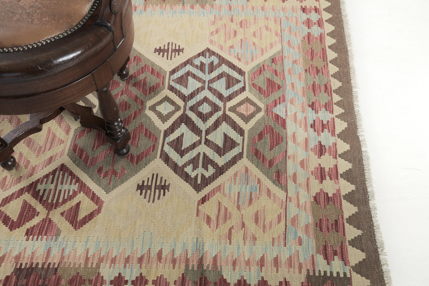 Vintage Style Tribal Natural Dye Flat Weave Kilim