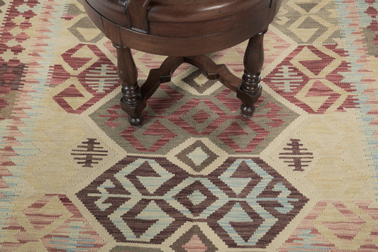 Vintage Style Tribal Natural Dye Flat Weave Kilim