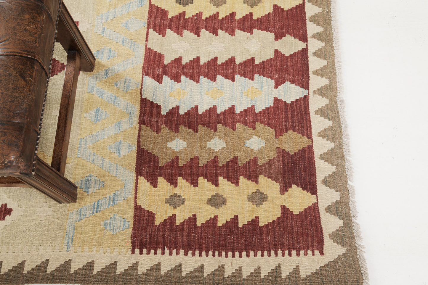 Vintage Style Tribal Natural Dye Flat Weave Kilim