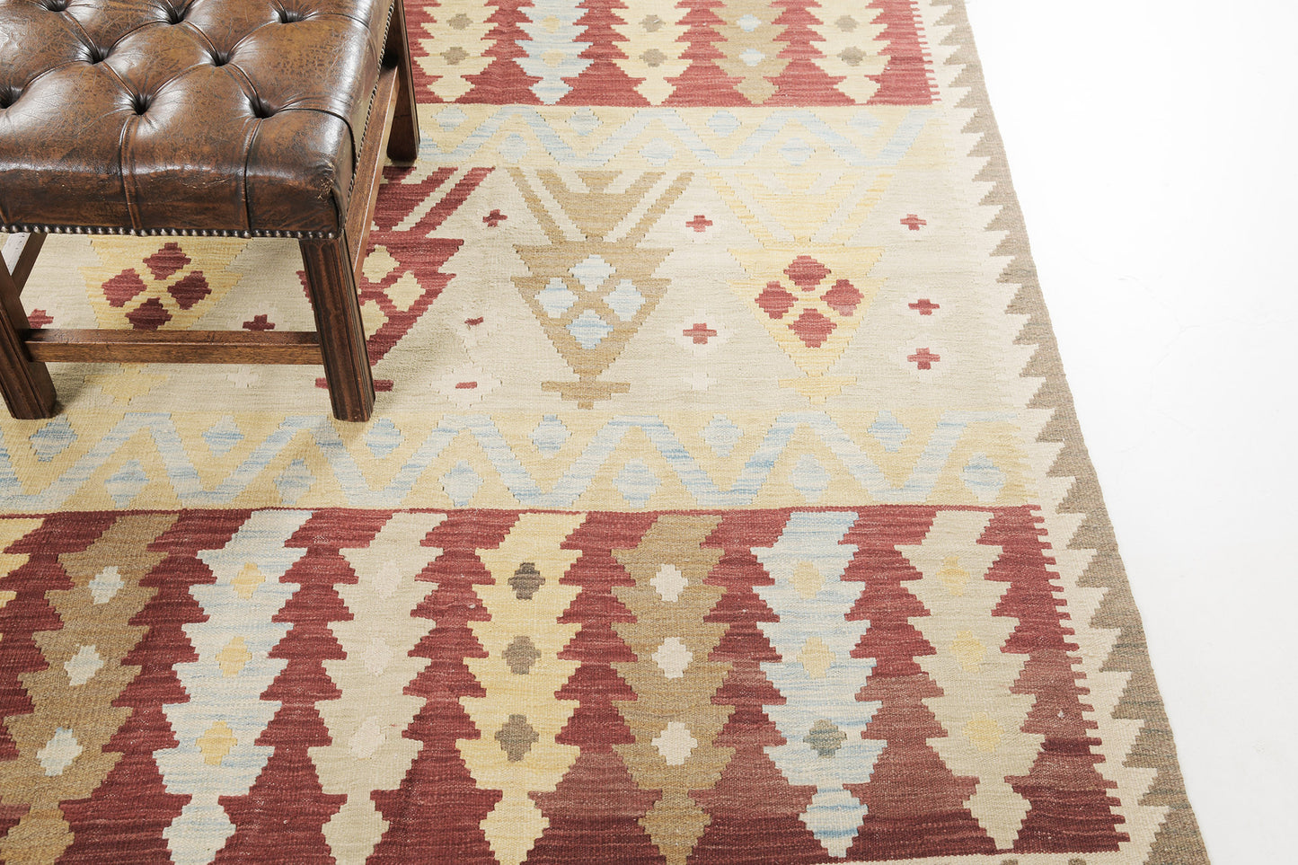 Vintage Style Tribal Natural Dye Flat Weave Kilim