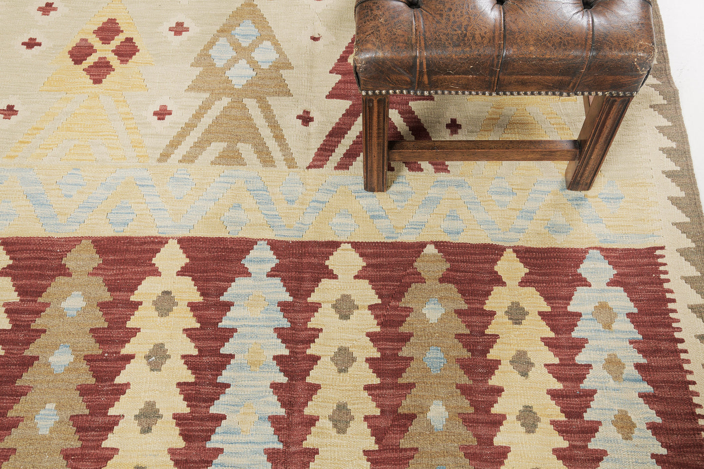 Vintage Style Tribal Natural Dye Flat Weave Kilim