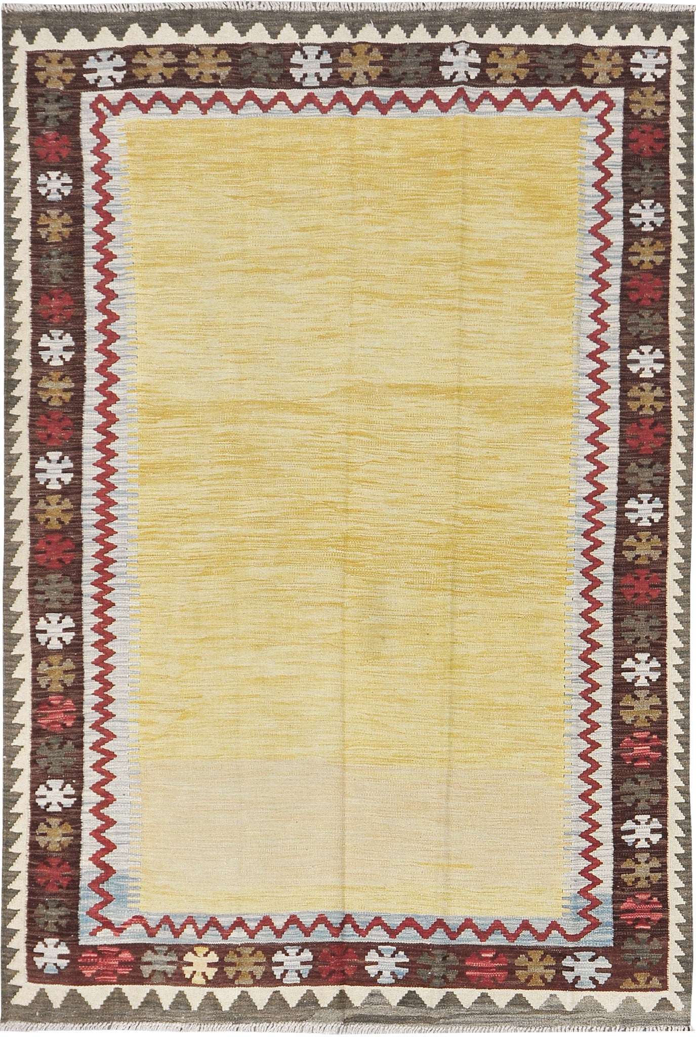Vintage Style Tribal Natural Dye Flat Weave Kilim