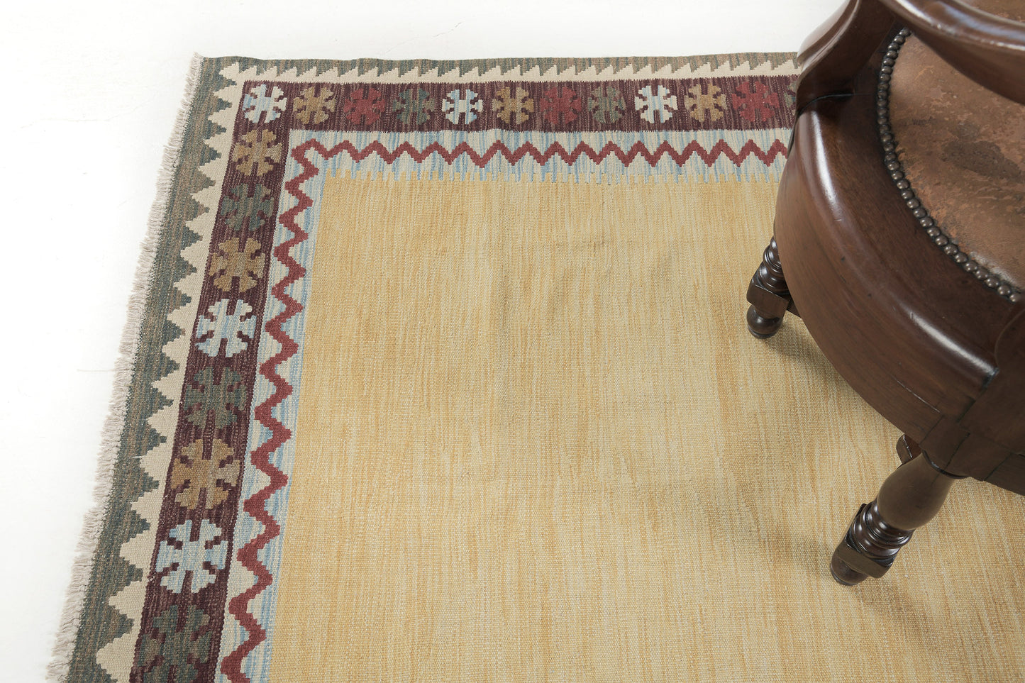 Vintage Style Tribal Natural Dye Flat Weave Kilim