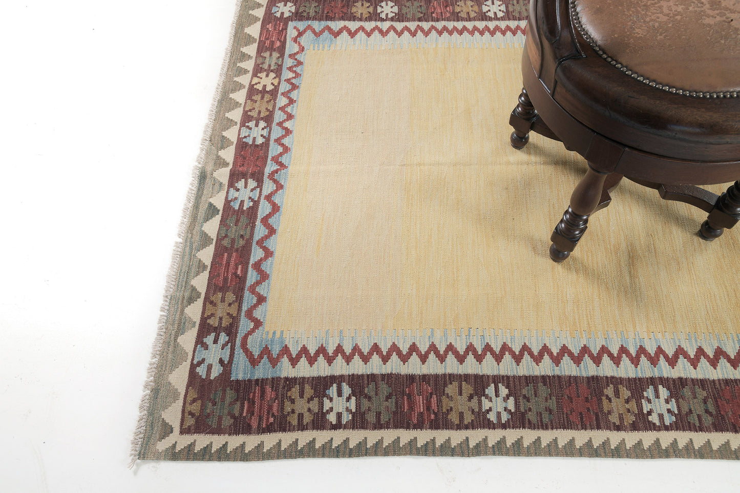 Vintage Style Tribal Natural Dye Flat Weave Kilim