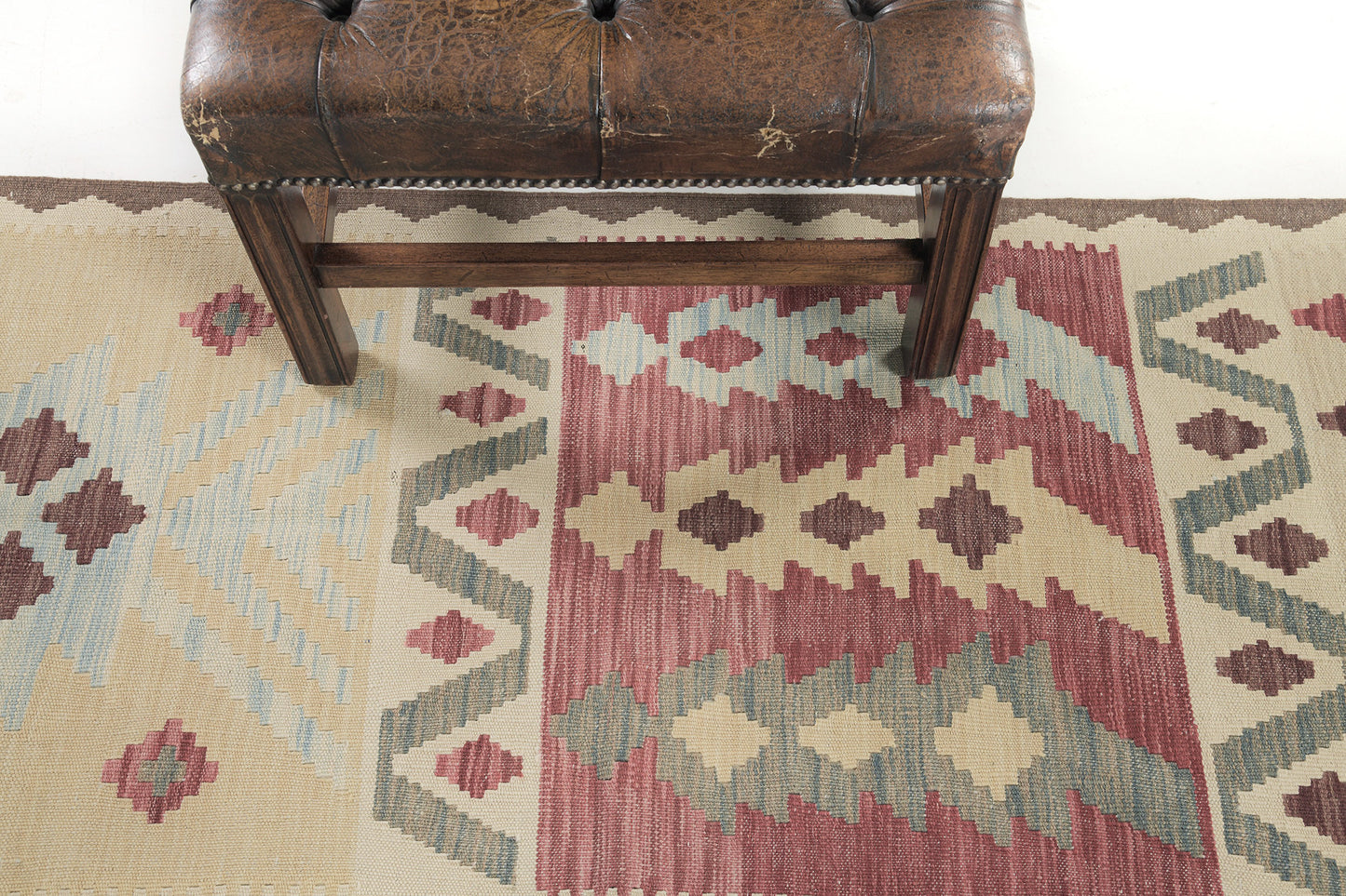 Vintage Style Tribal Natural Dye Flat Weave Kilim