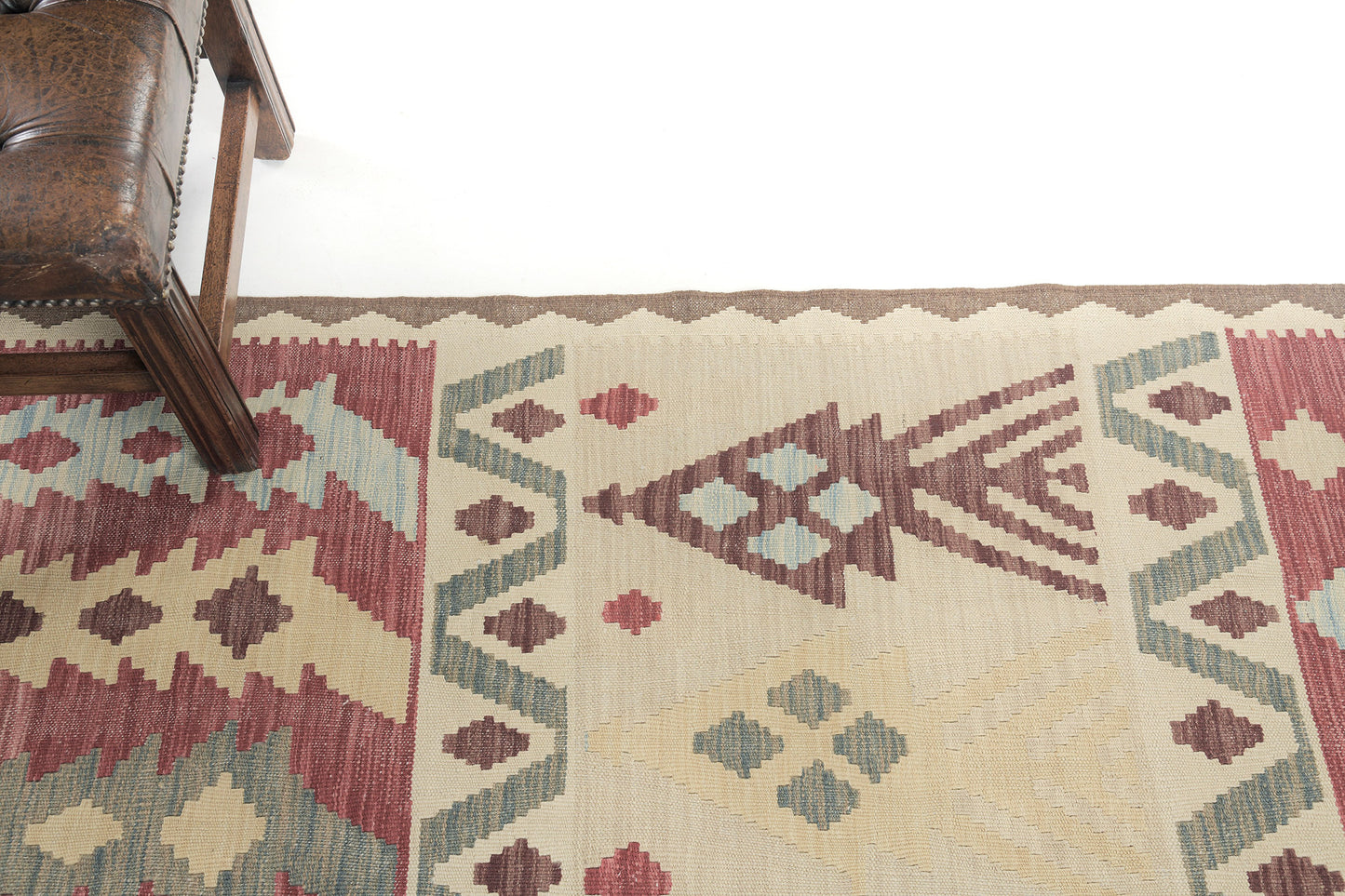 Vintage Style Tribal Natural Dye Flat Weave Kilim