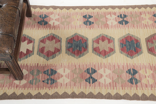 Vintage Style Tribal Natural Dye Flat Weave Kilim Runner