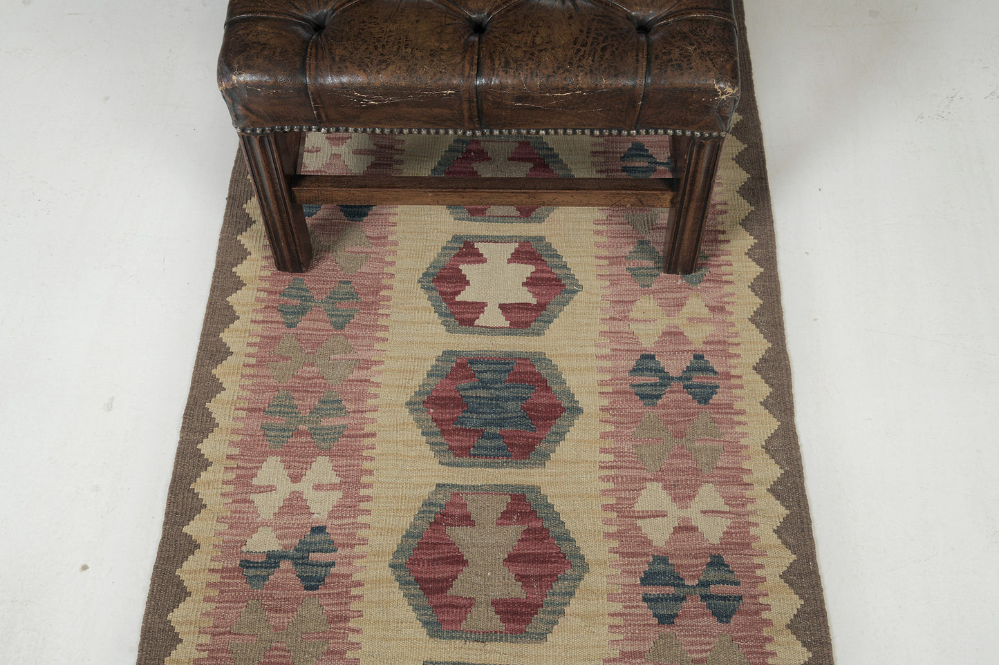 Vintage Style Tribal Natural Dye Flat Weave Kilim Runner
