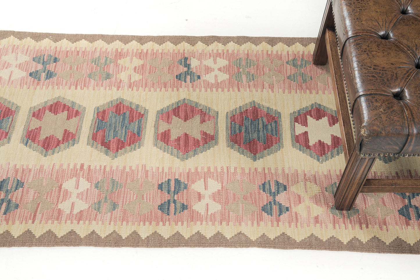 Vintage Style Tribal Natural Dye Flat Weave Kilim Runner