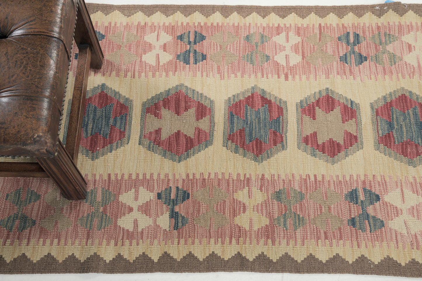 Vintage Style Tribal Natural Dye Flat Weave Kilim Runner