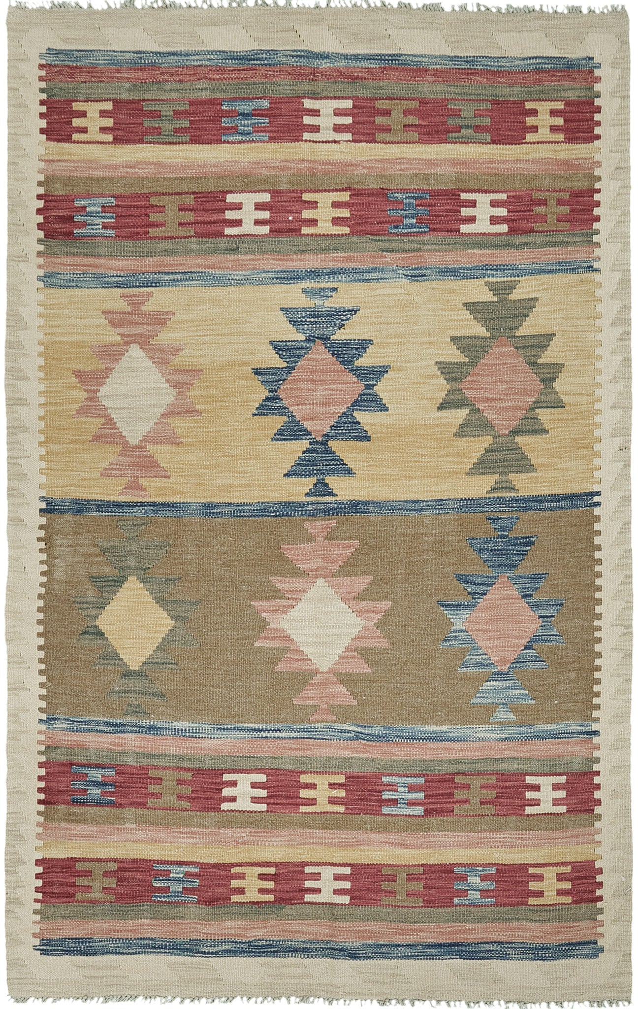 Vintage Style Tribal Natural Dye Flat Weave Kilim