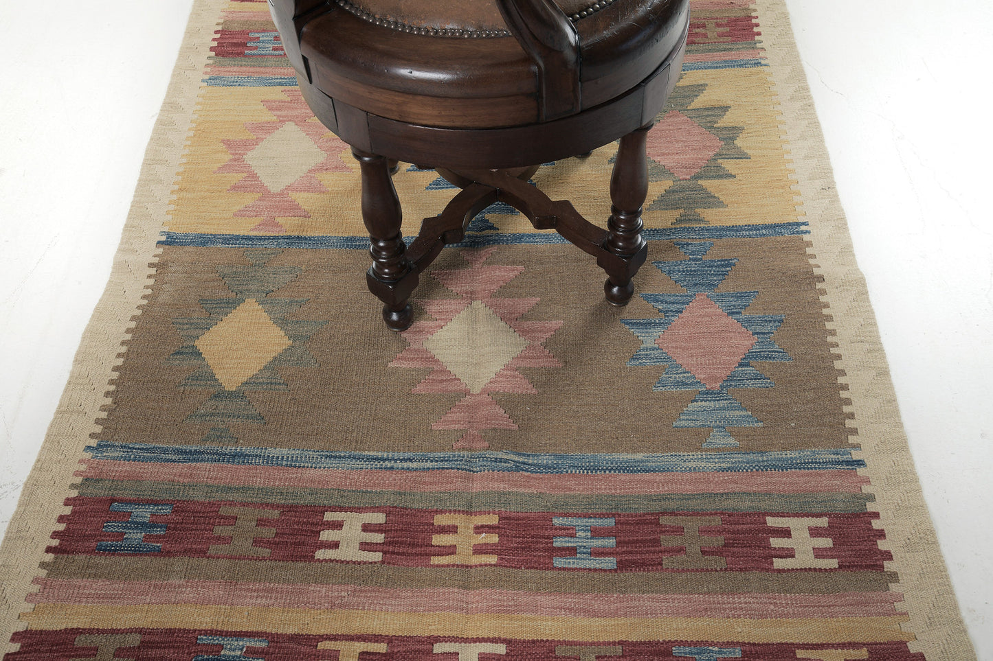 Vintage Style Tribal Natural Dye Flat Weave Kilim