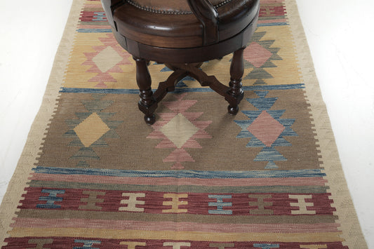 Vintage Style Tribal Natural Dye Flat Weave Kilim