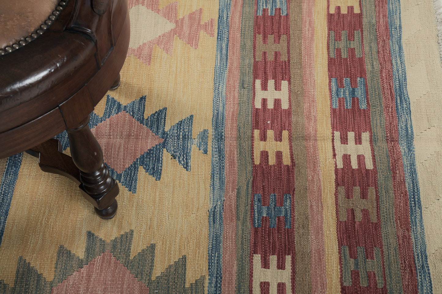 Vintage Style Tribal Natural Dye Flat Weave Kilim