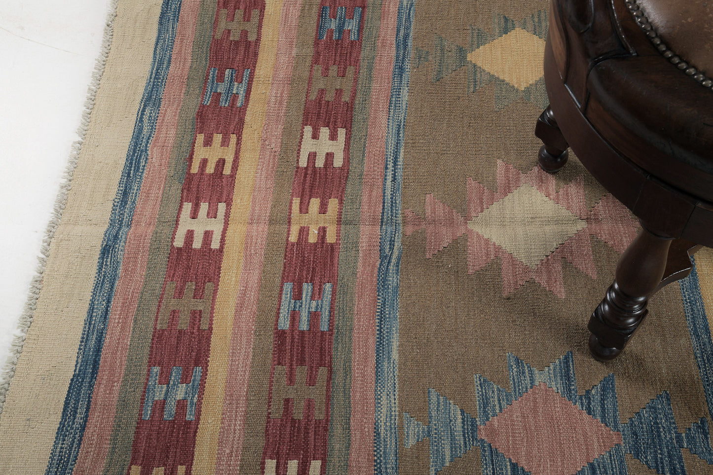 Vintage Style Tribal Natural Dye Flat Weave Kilim