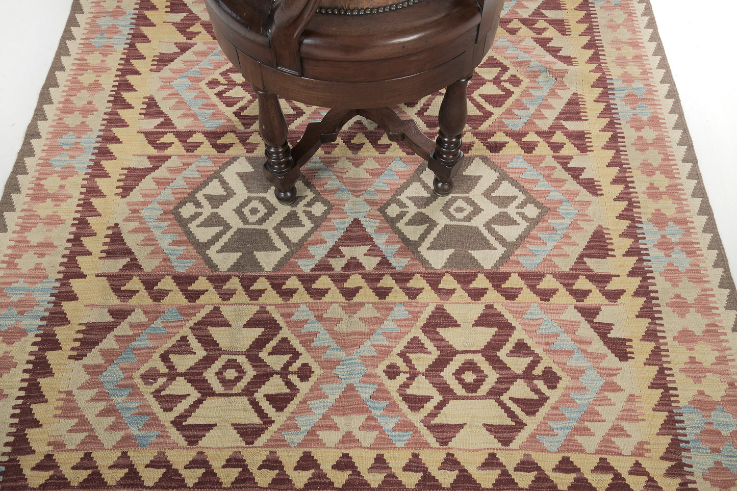 Vintage Style Tribal Natural Dye Flat Weave Kilim