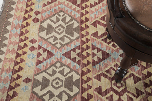 Vintage Style Tribal Natural Dye Flat Weave Kilim