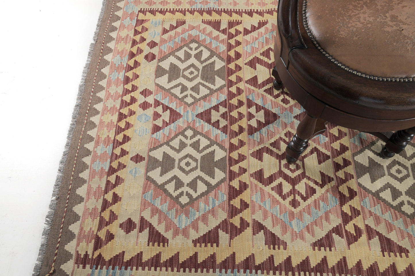 Vintage Style Tribal Natural Dye Flat Weave Kilim