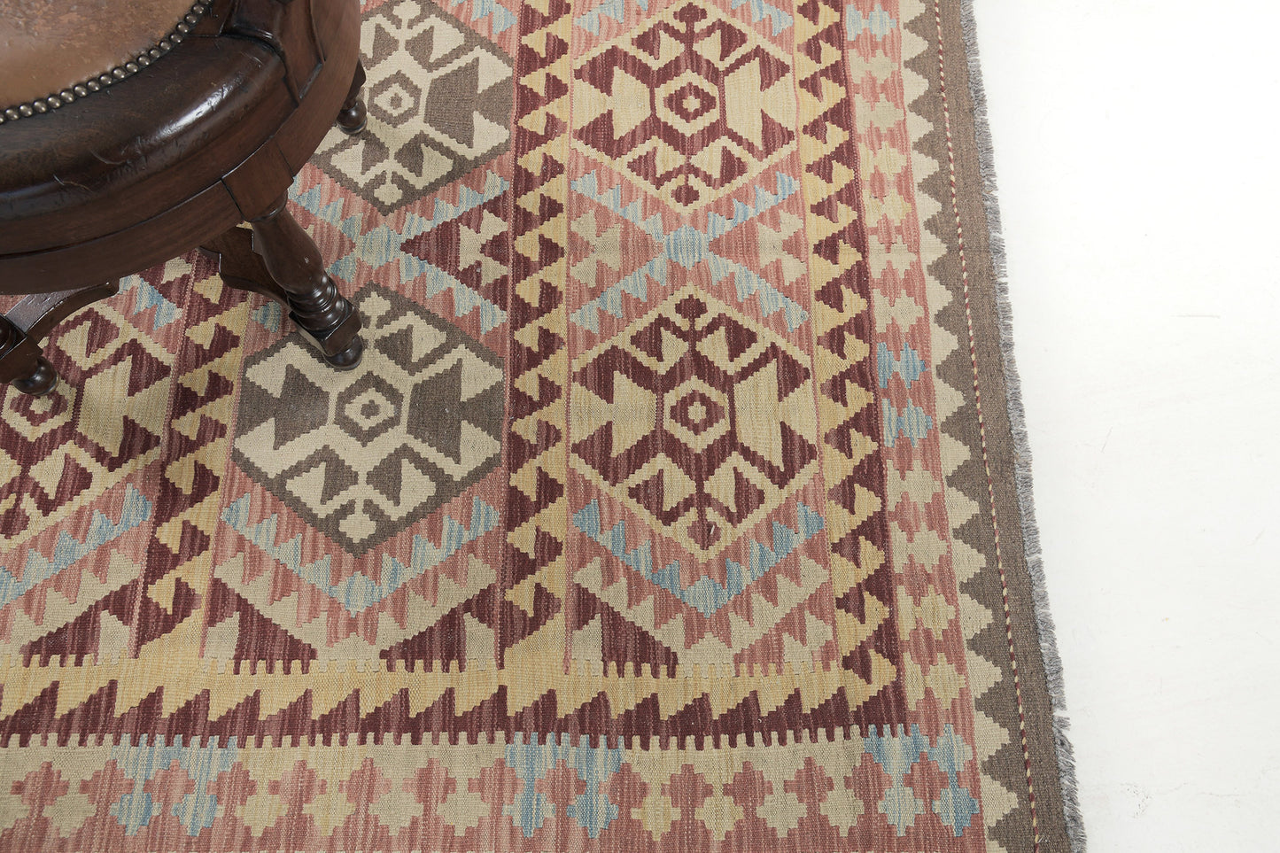 Vintage Style Tribal Natural Dye Flat Weave Kilim