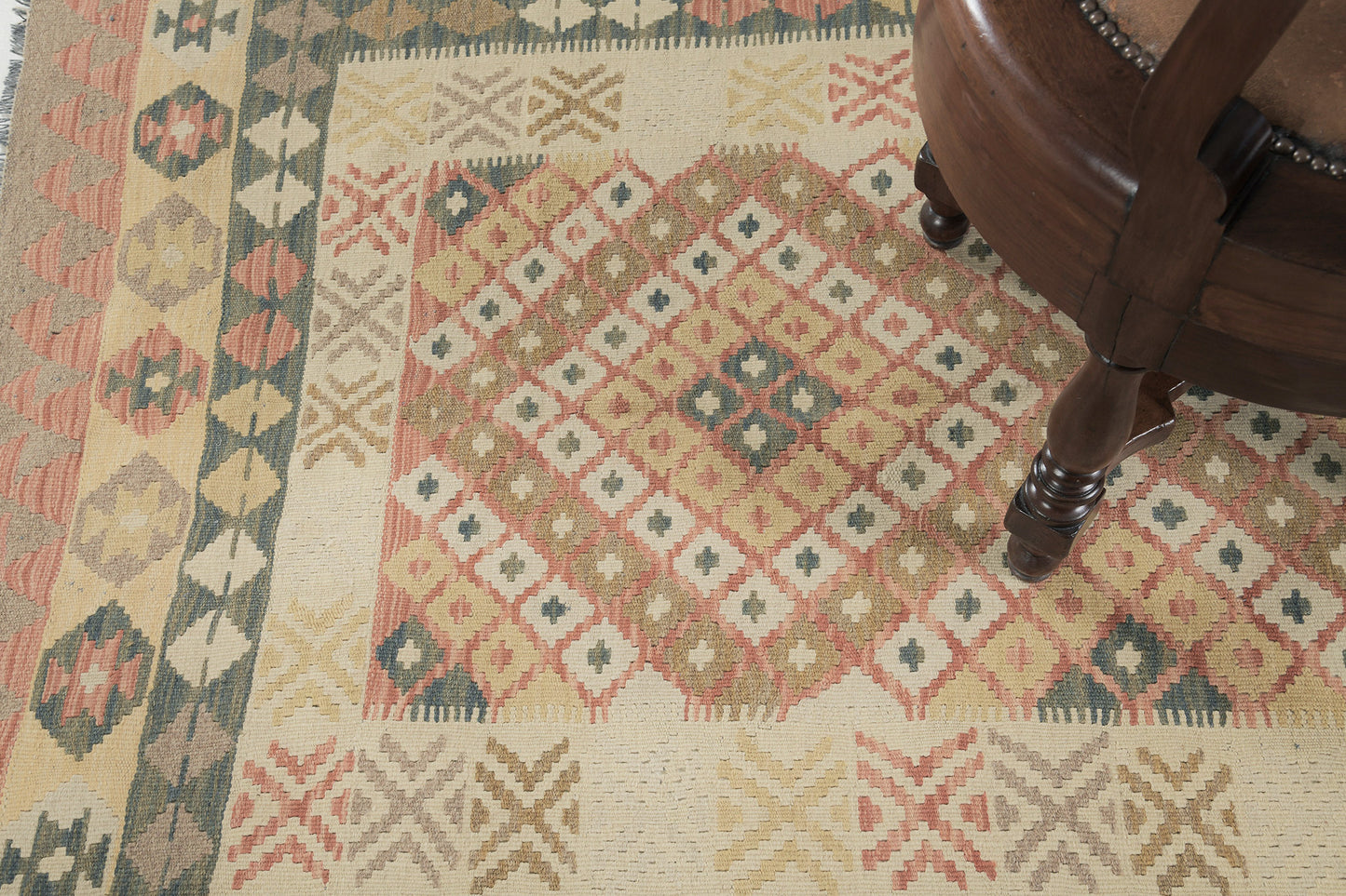 Vintage Style Tribal Natural Dye Flat Weave Kilim
