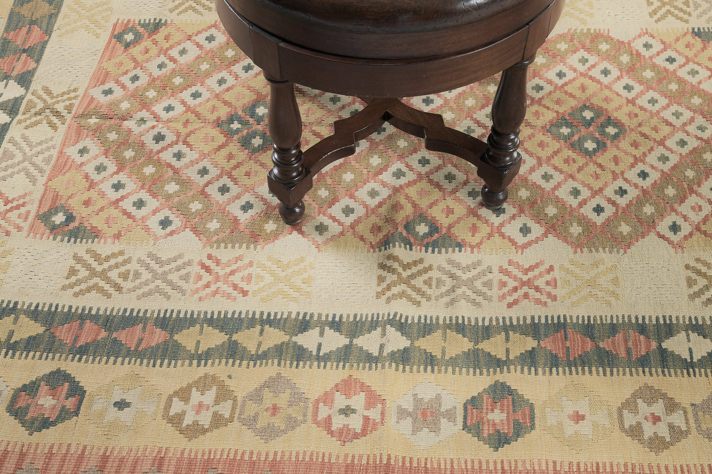 Vintage Style Tribal Natural Dye Flat Weave Kilim