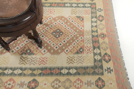 Vintage Style Tribal Natural Dye Flat Weave Kilim