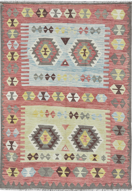 Vintage Style Tribal Natural Dye Flat Weave Kilim