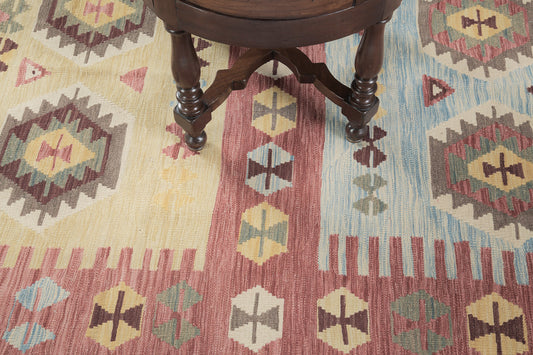 Vintage Style Tribal Natural Dye Flat Weave Kilim