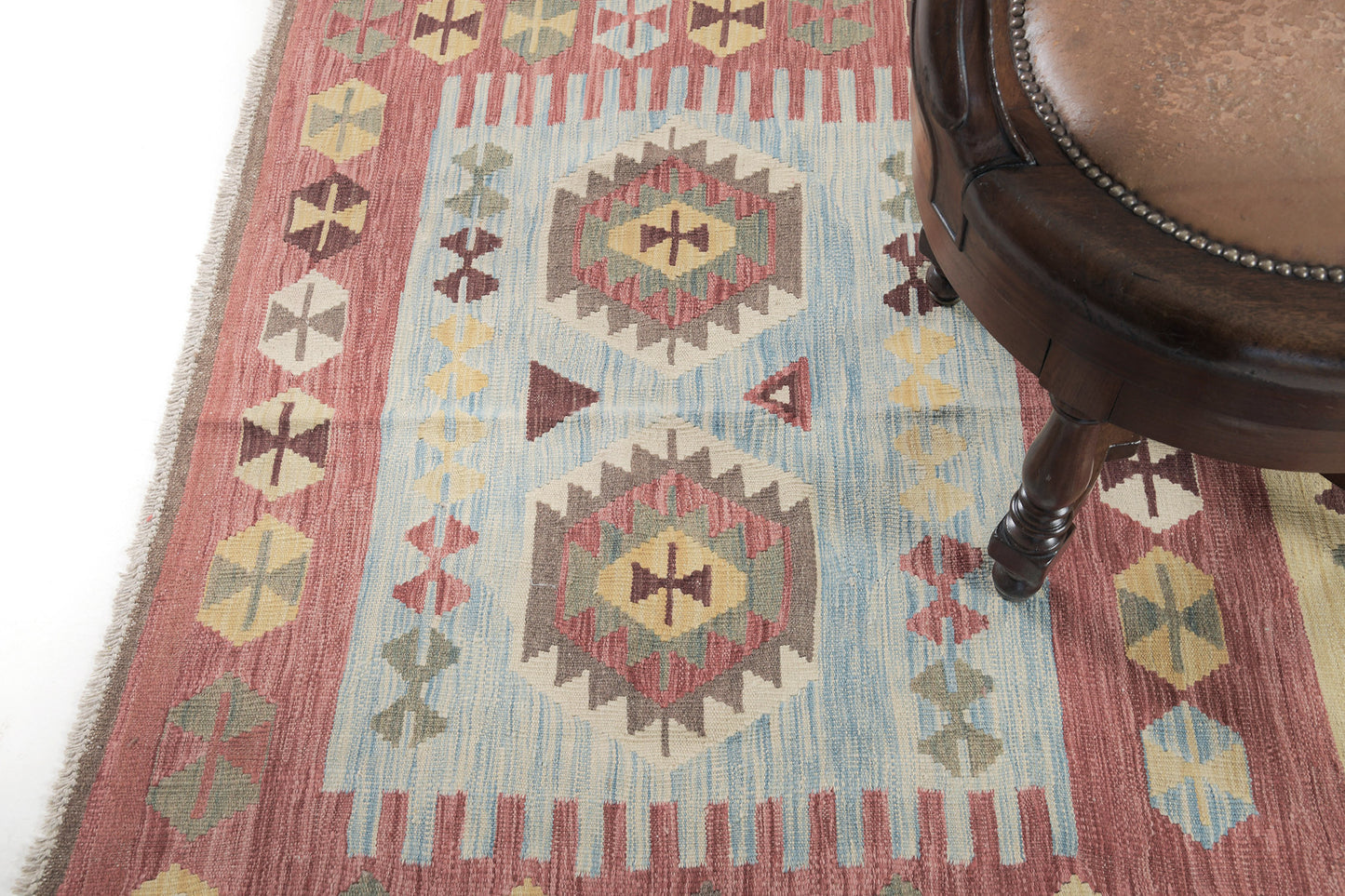 Vintage Style Tribal Natural Dye Flat Weave Kilim