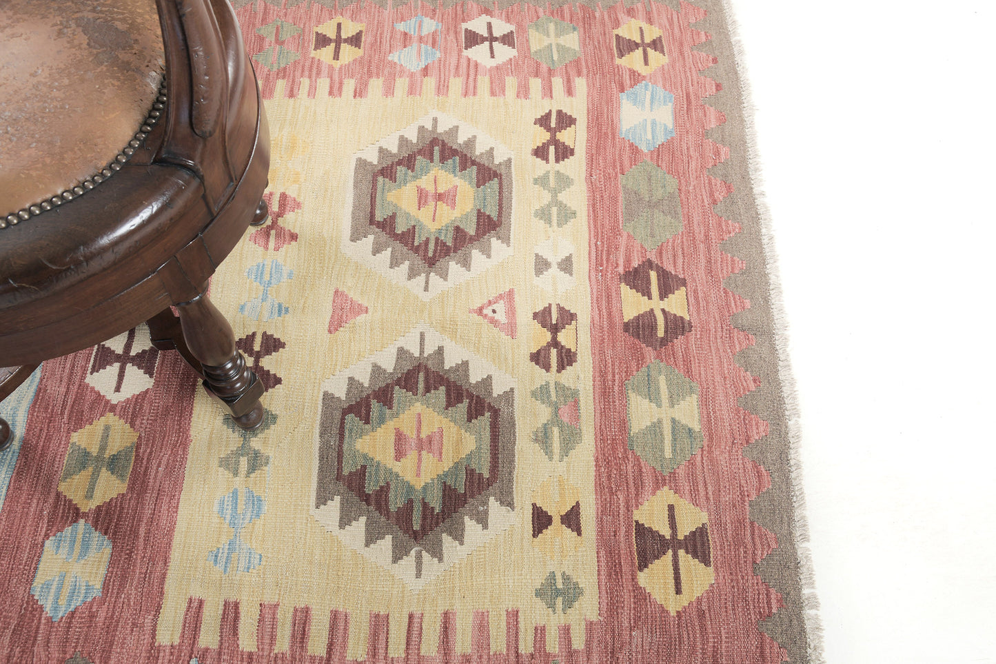 Vintage Style Tribal Natural Dye Flat Weave Kilim