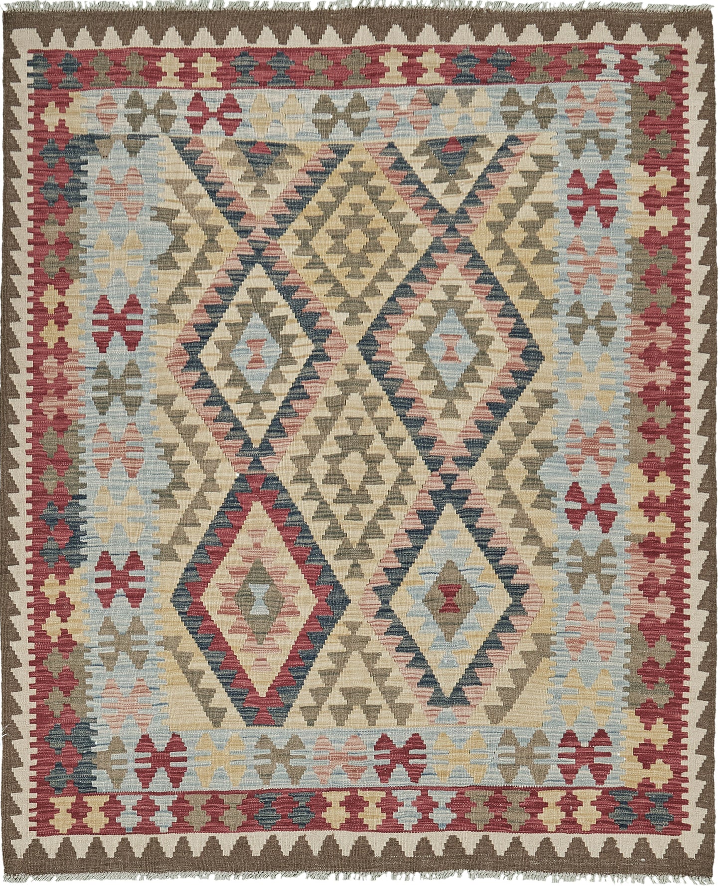Vintage Style Tribal Natural Dye Flat Weave Kilim