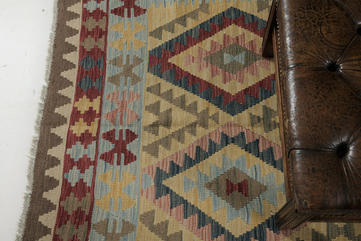 Vintage Style Tribal Natural Dye Flat Weave Kilim