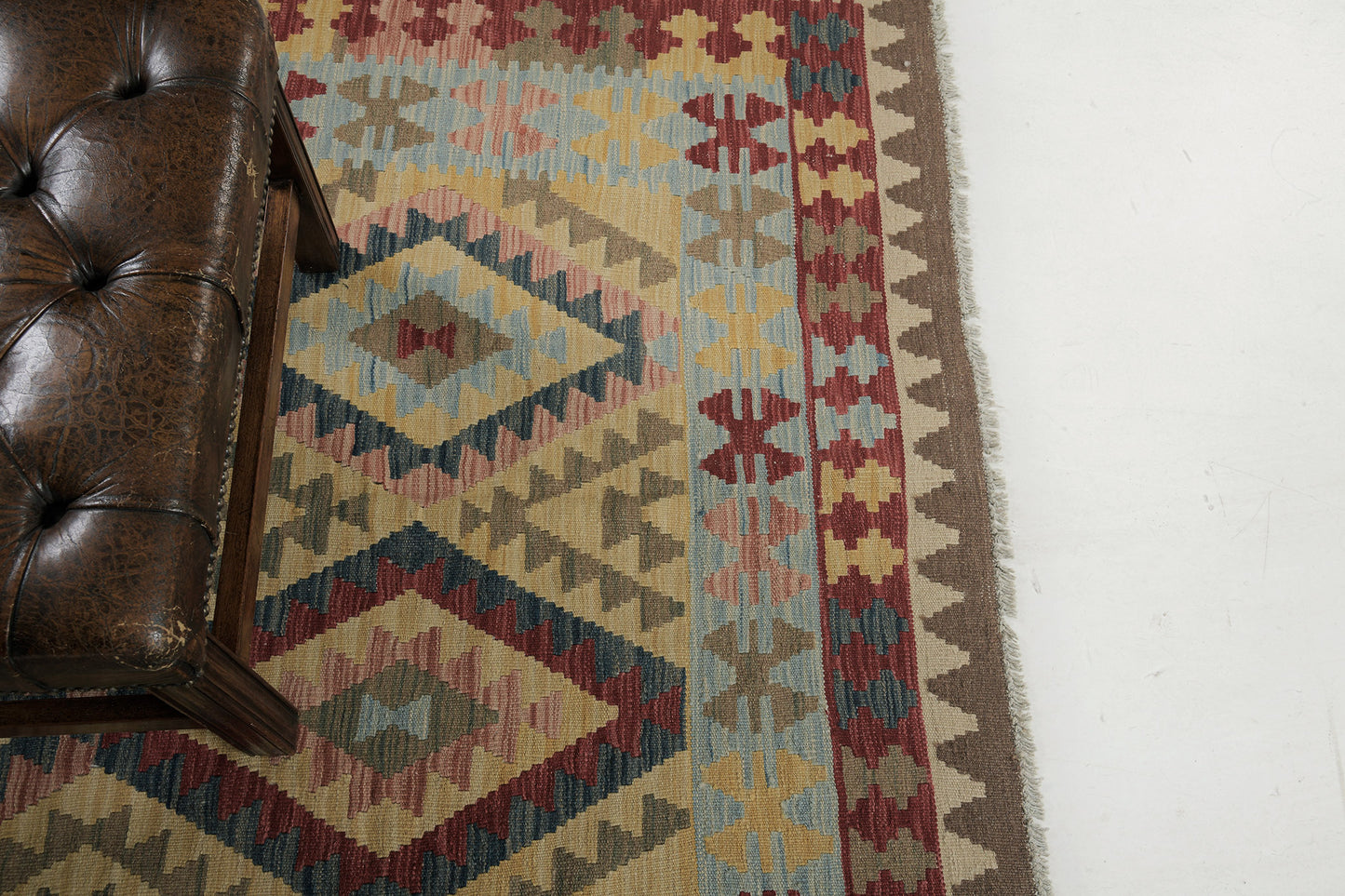 Vintage Style Tribal Natural Dye Flat Weave Kilim