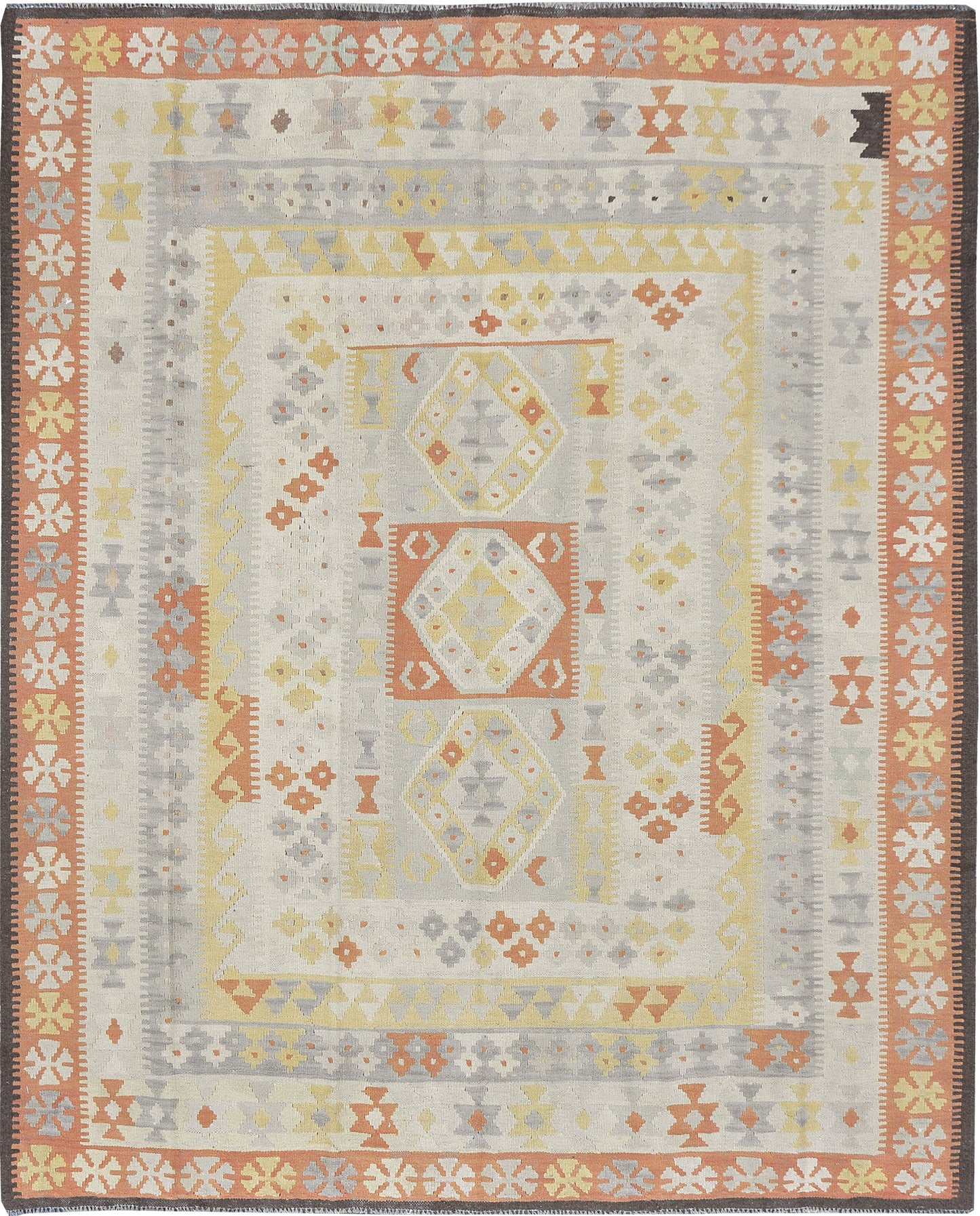 Vintage Style Tribal Natural Dye Flat Weave Kilim