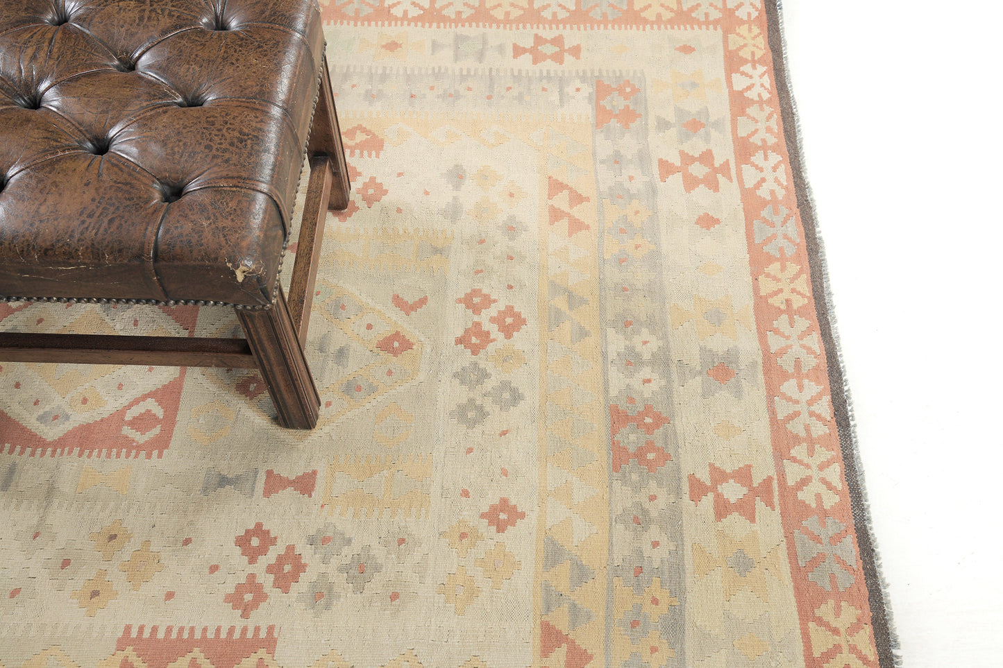 Vintage Style Tribal Natural Dye Flat Weave Kilim