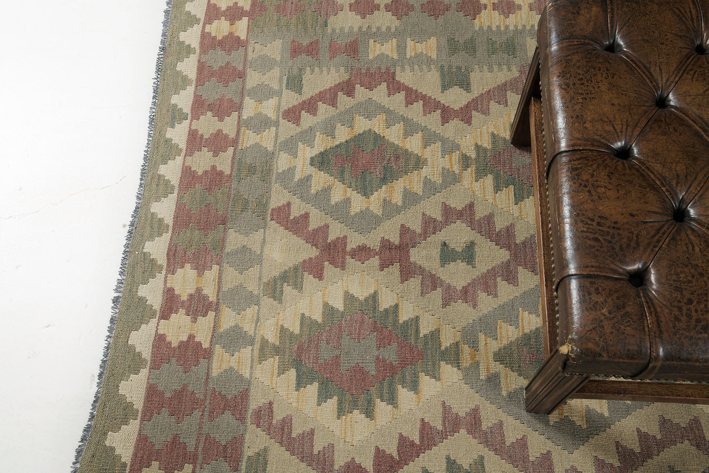 Vintage Style Tribal Natural Dye Flat Weave Kilim