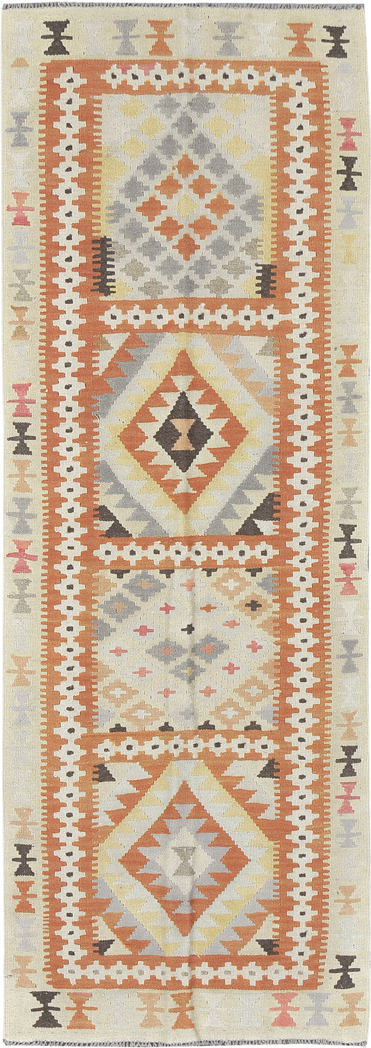 Vintage Style Tribal Natural Dye Flat Weave Kilim