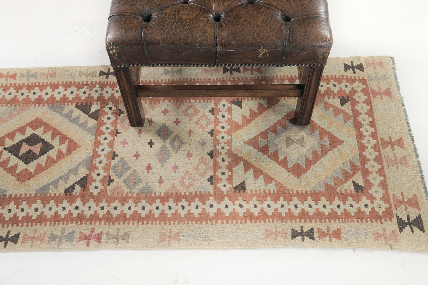 Vintage Style Tribal Natural Dye Flat Weave Kilim