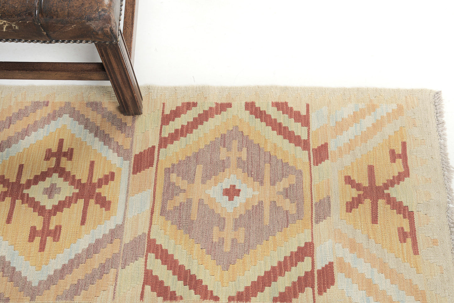 Vintage Style Tribal Natural Dye Flat Weave Kilim