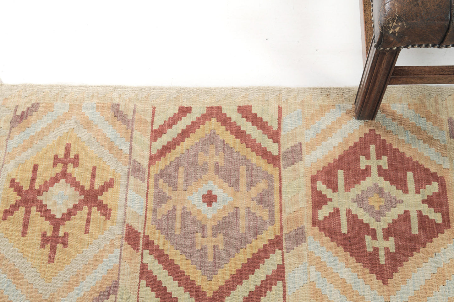 Vintage Style Tribal Natural Dye Flat Weave Kilim