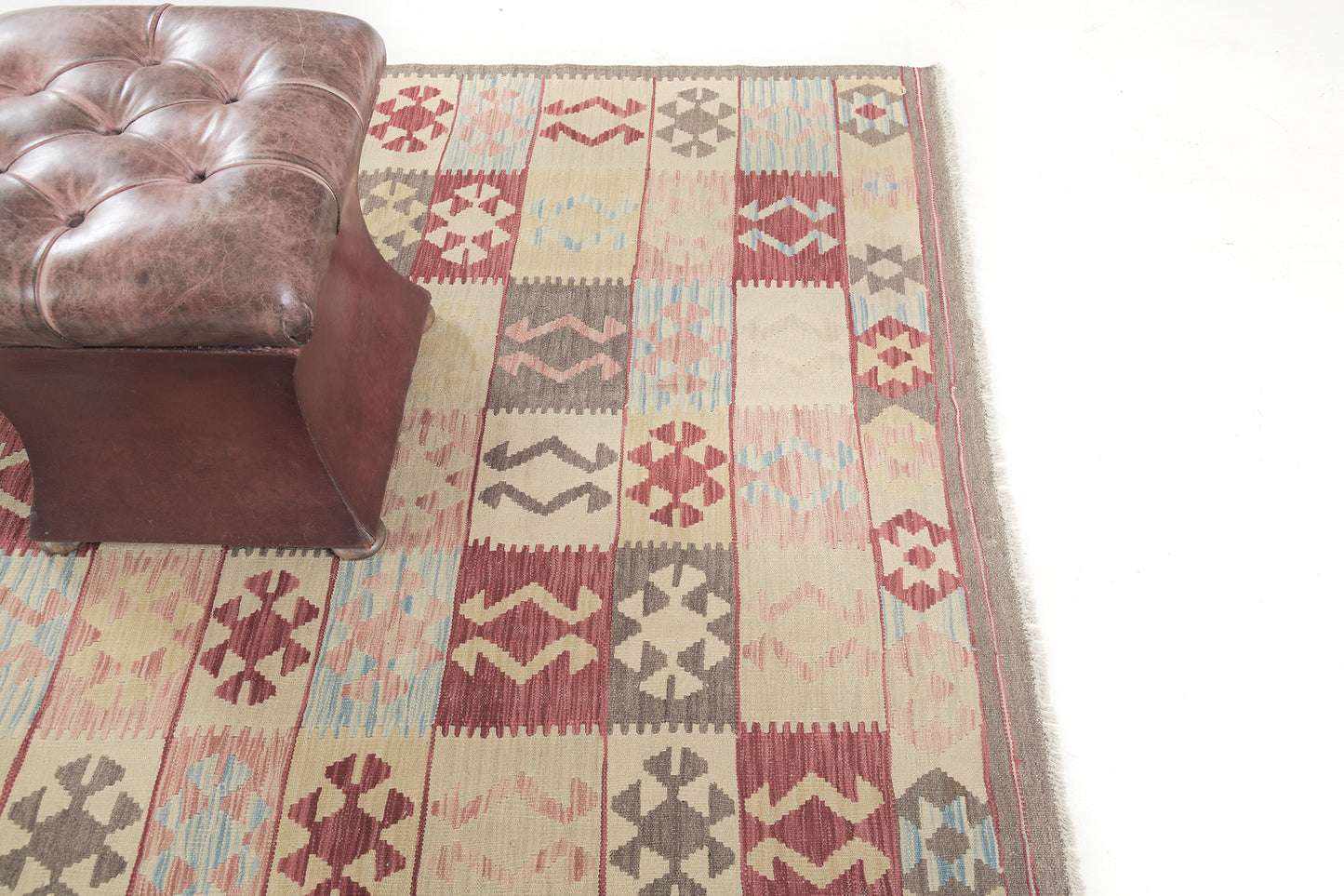 Vintage Style Tribal Natural Dye Flat Weave Kilim