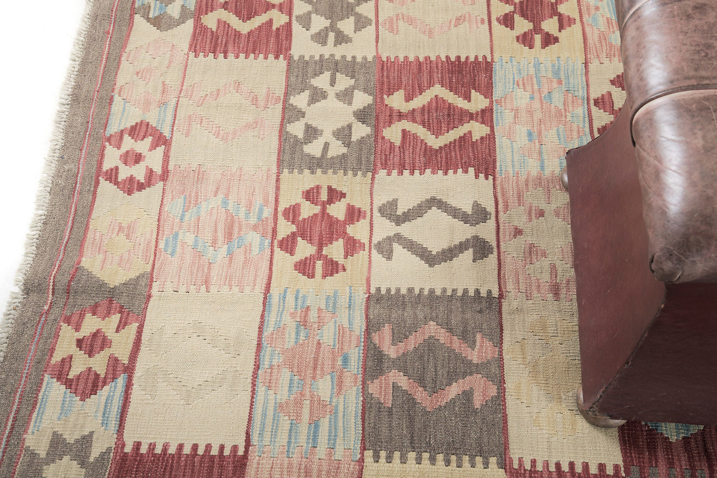 Vintage Style Tribal Natural Dye Flat Weave Kilim