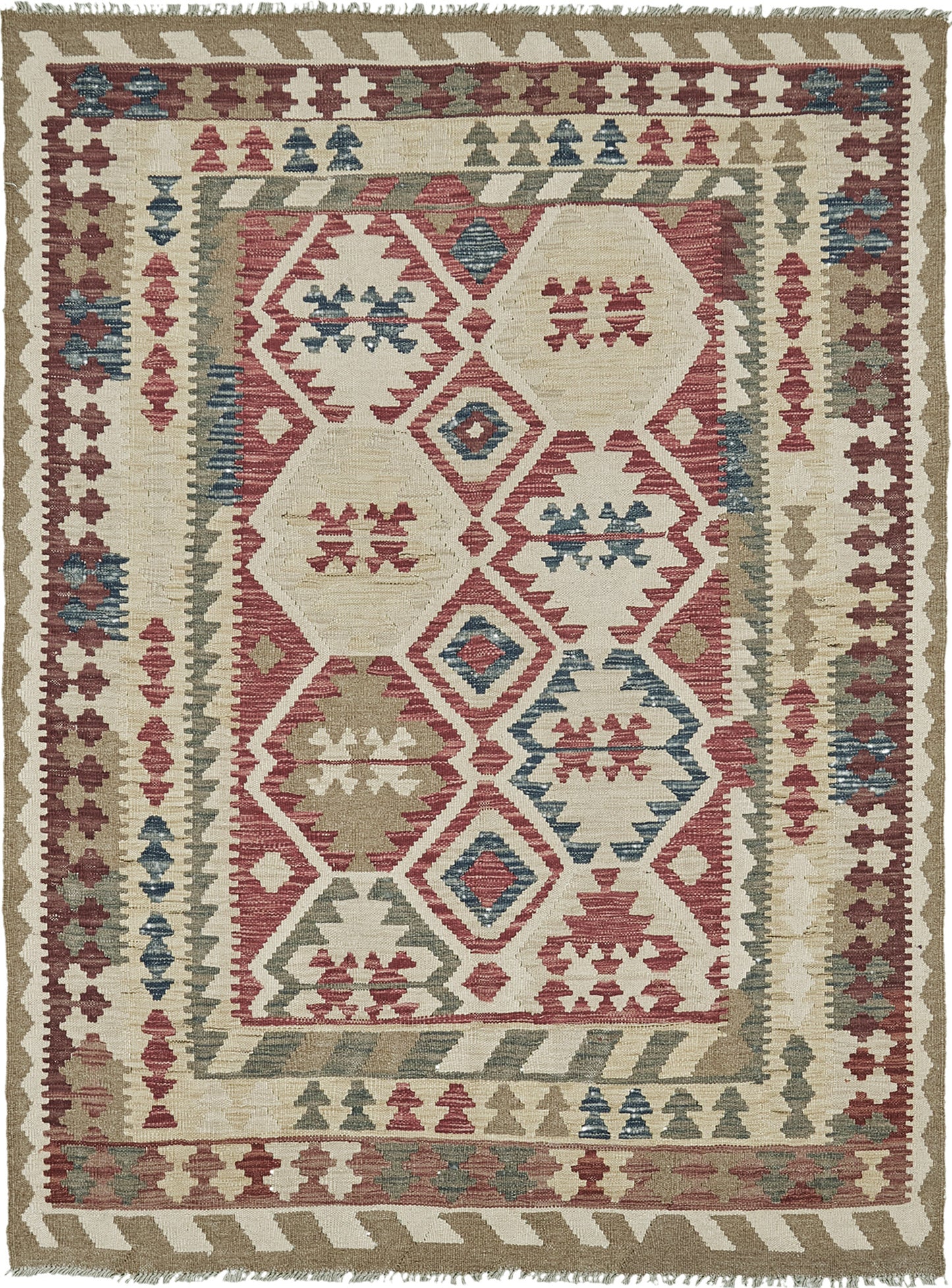Vintage Style Tribal Natural Dye Flat Weave Kilim