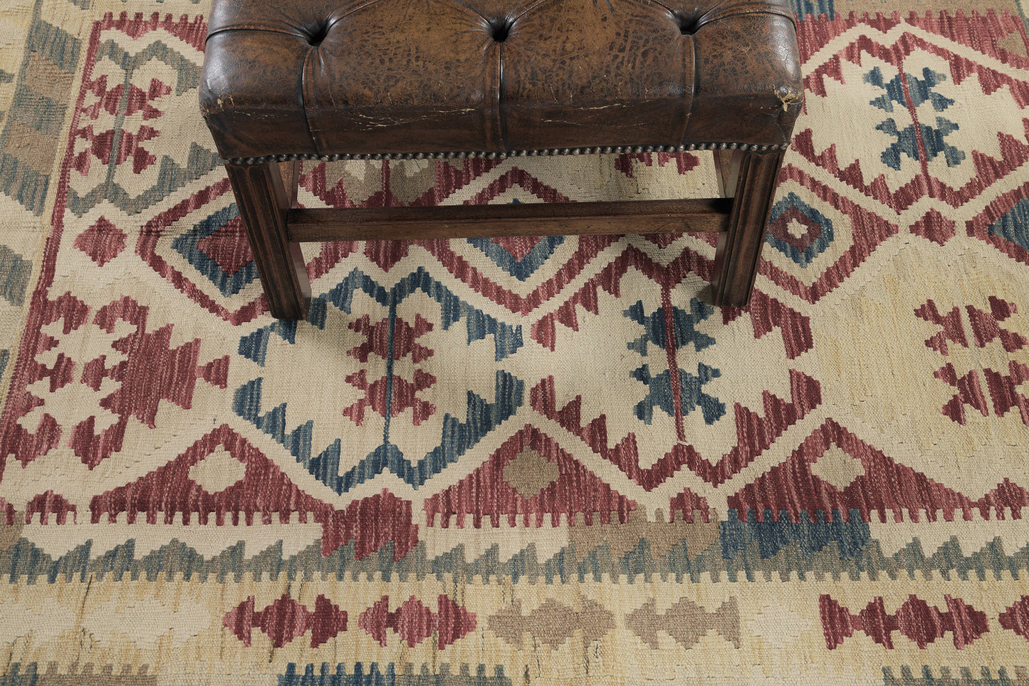 Vintage Style Tribal Natural Dye Flat Weave Kilim