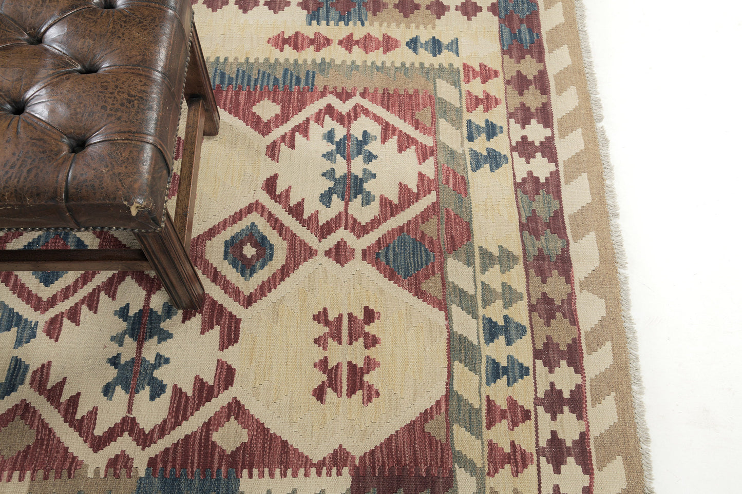 Vintage Style Tribal Natural Dye Flat Weave Kilim