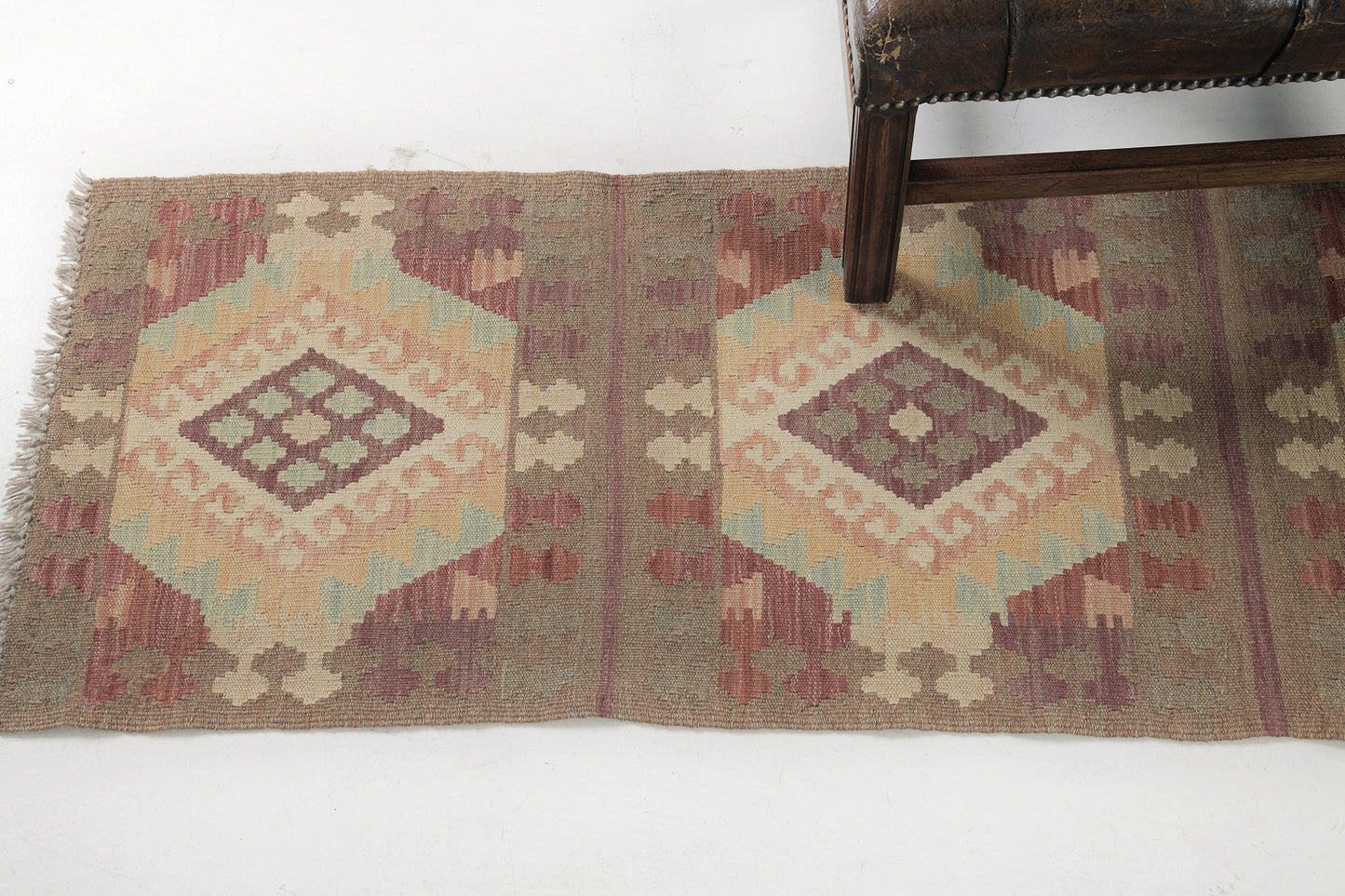 Vintage Style Tribal Natural Dye Flat Weave Kilim